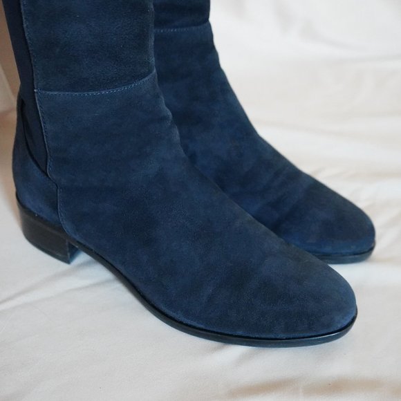 Browns Couture Suede Over-the-knee Boots in Navy - Picture 6 of 11